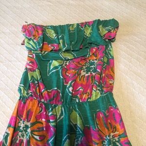 Lilly Pulitzer Green & Pink Floral Maxi Dress